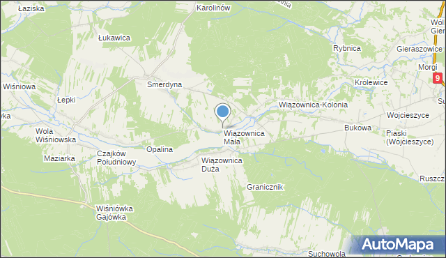 mapa Wiązownica Mała, Wiązownica Mała na mapie Targeo